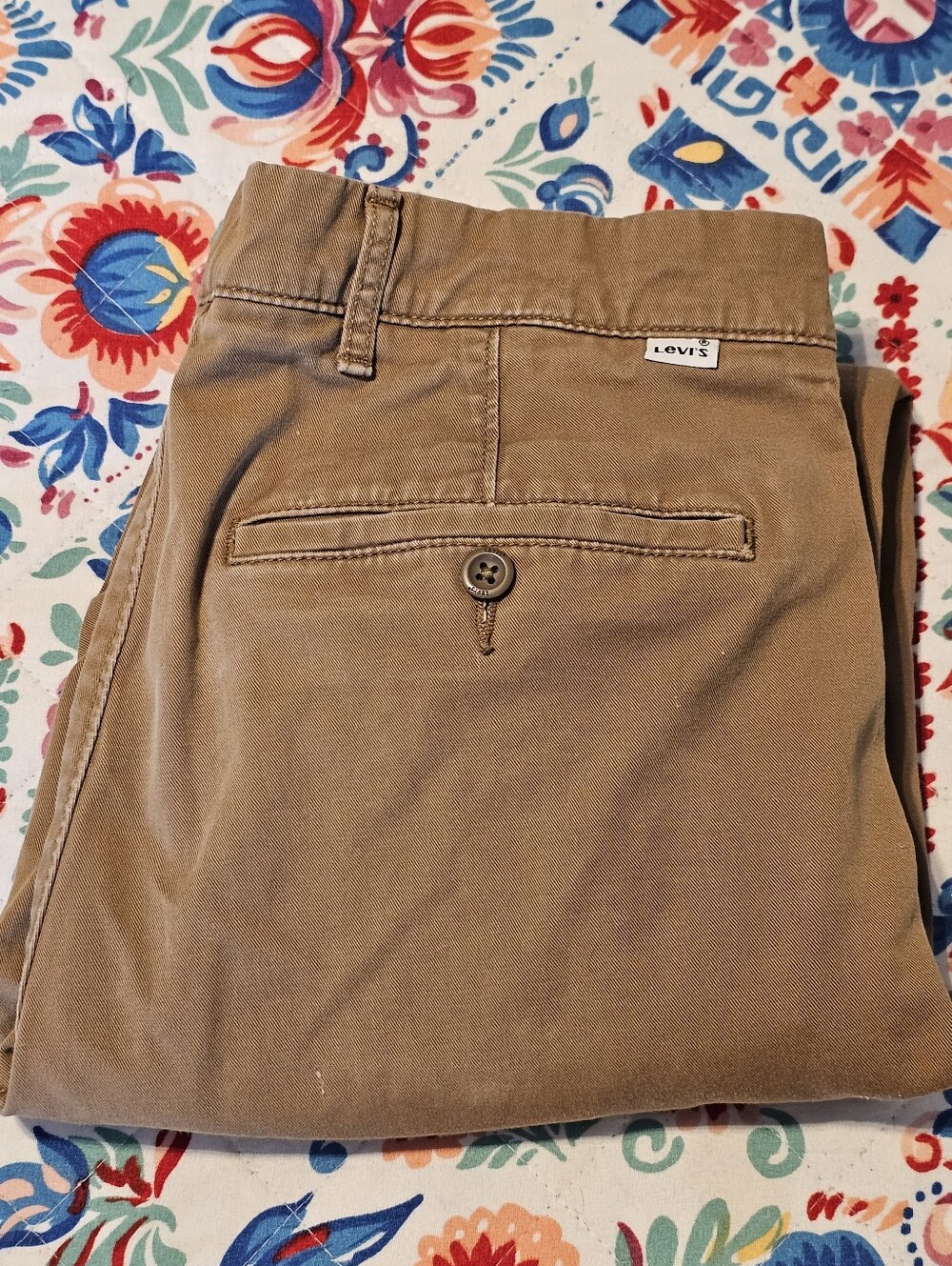 Levi's Mens Chino Pants 31x30 Tan Khaki Stretch Twill Straight Leg Flat Front